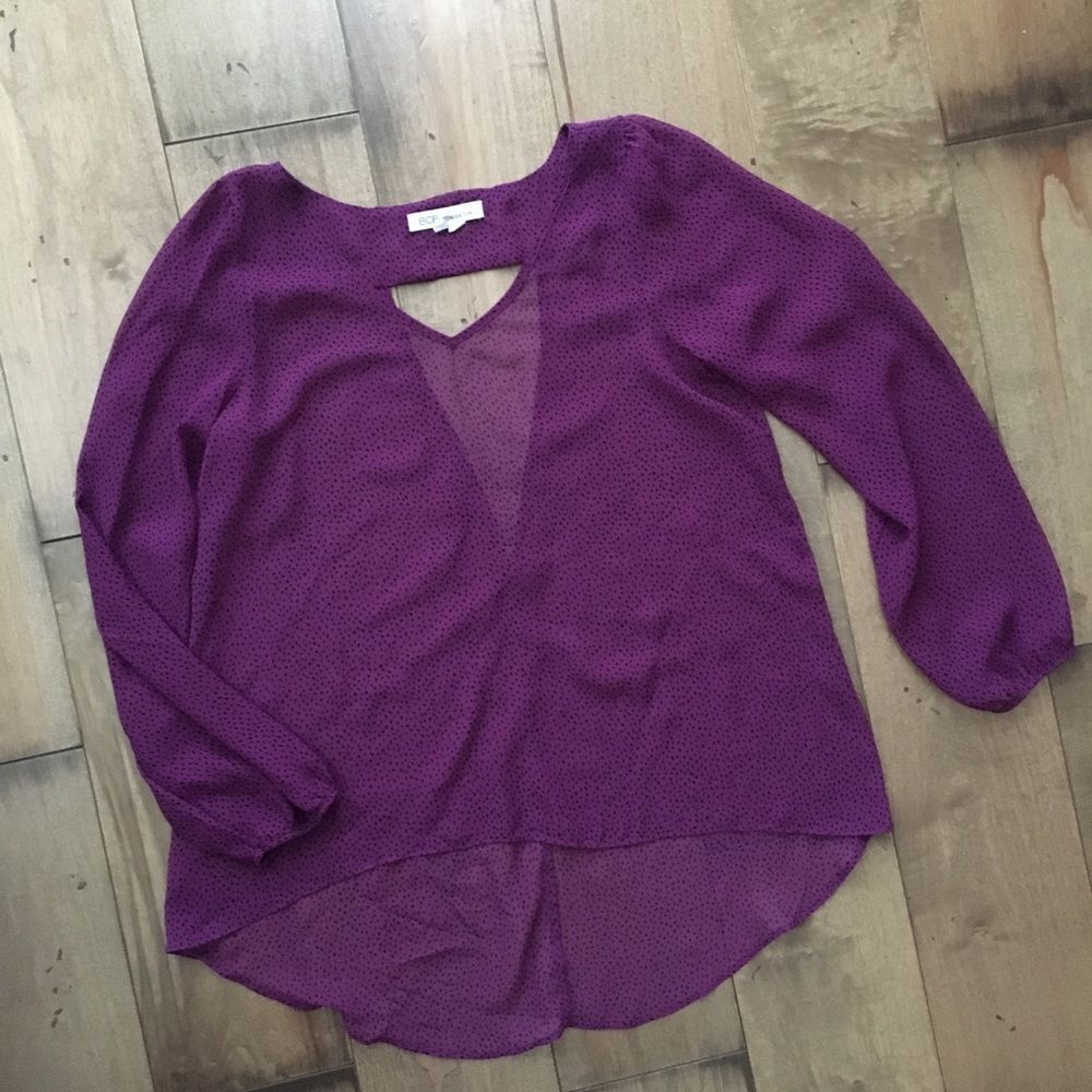 Bcbgeneration high Low Blouse Sheer Top XS Purple